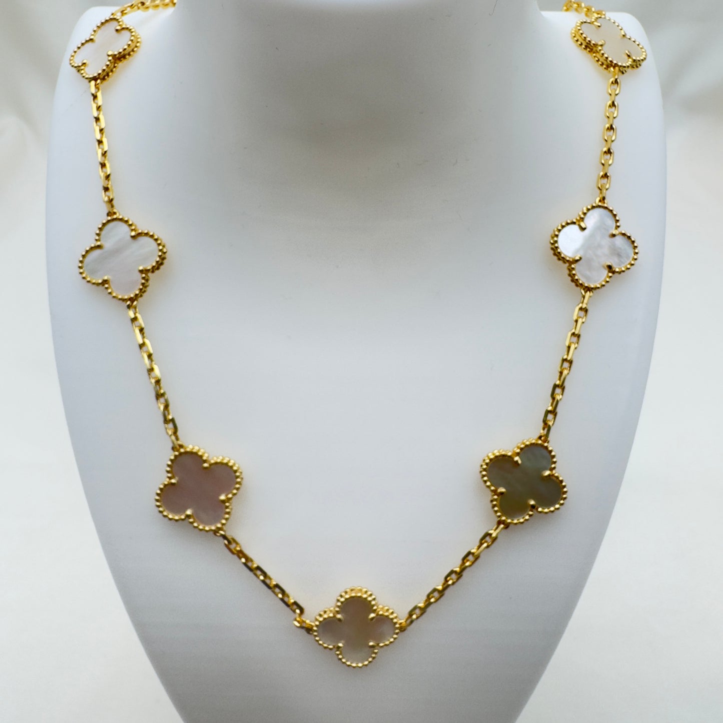 Collana Quadrifoglio Madreperla Bianca VC