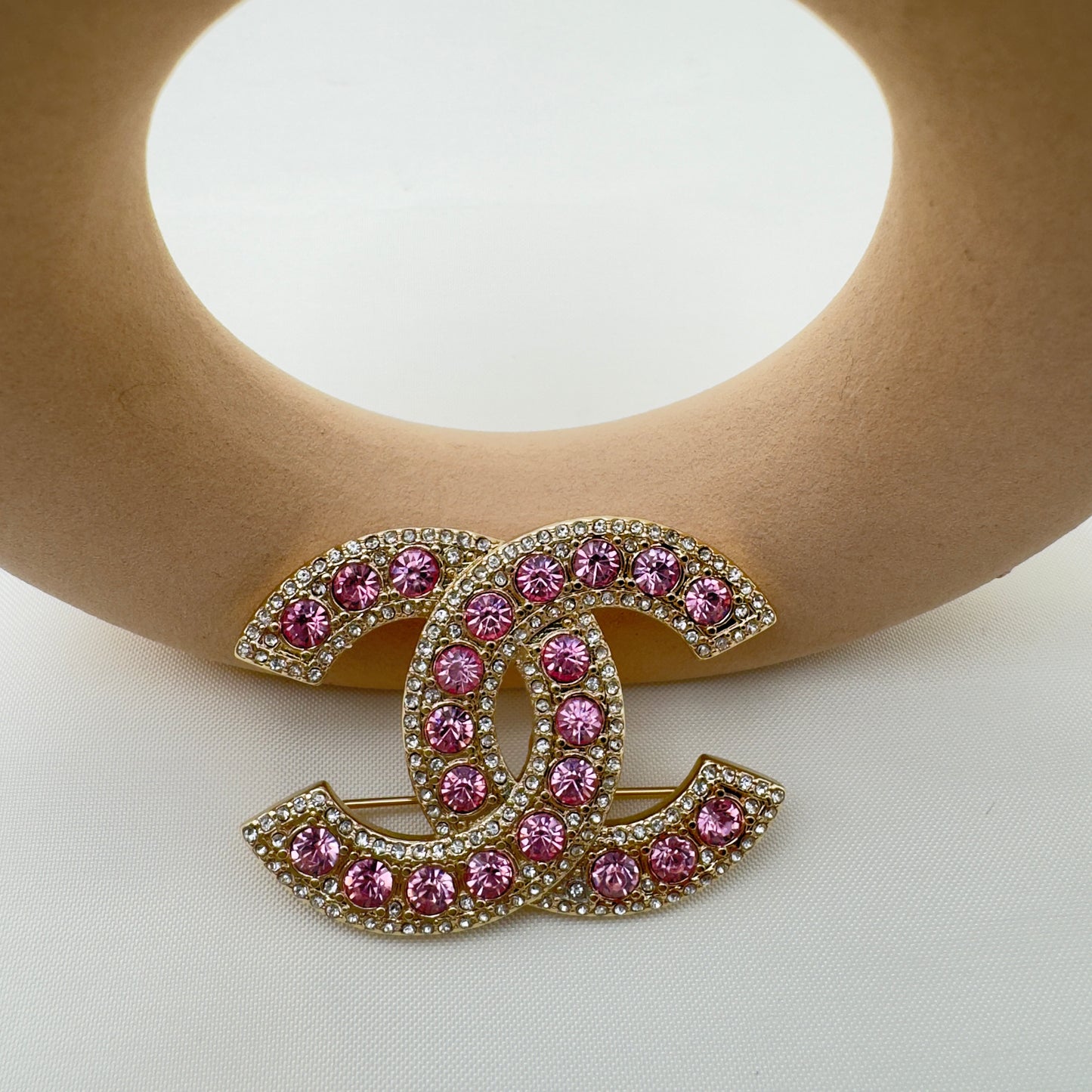 Spilla Elegante Rosa Brillantinata CC