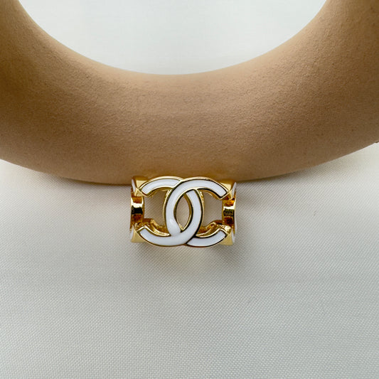 Anello Oro & Smalto Bianco CC