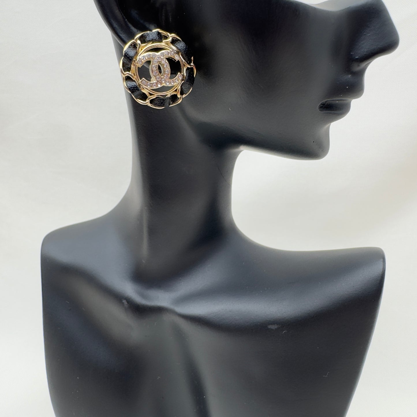 Orecchini Nastro Nero & Strass CC