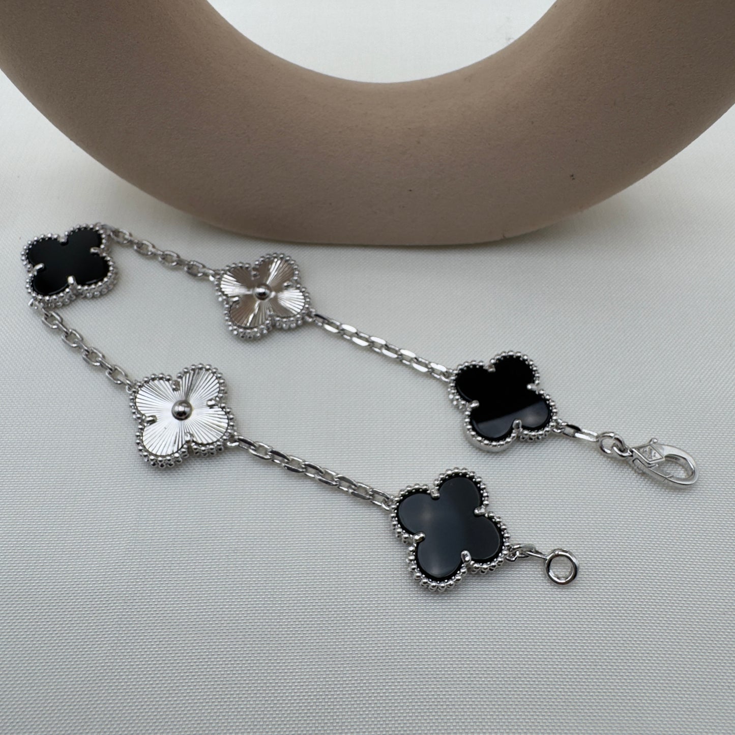 Bracciale Quadrifoglio Argento Nero VC
