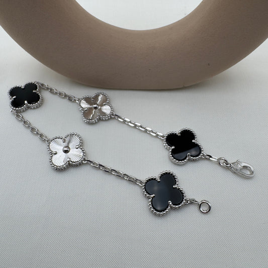 Bracciale Quadrifoglio Argento Nero VC