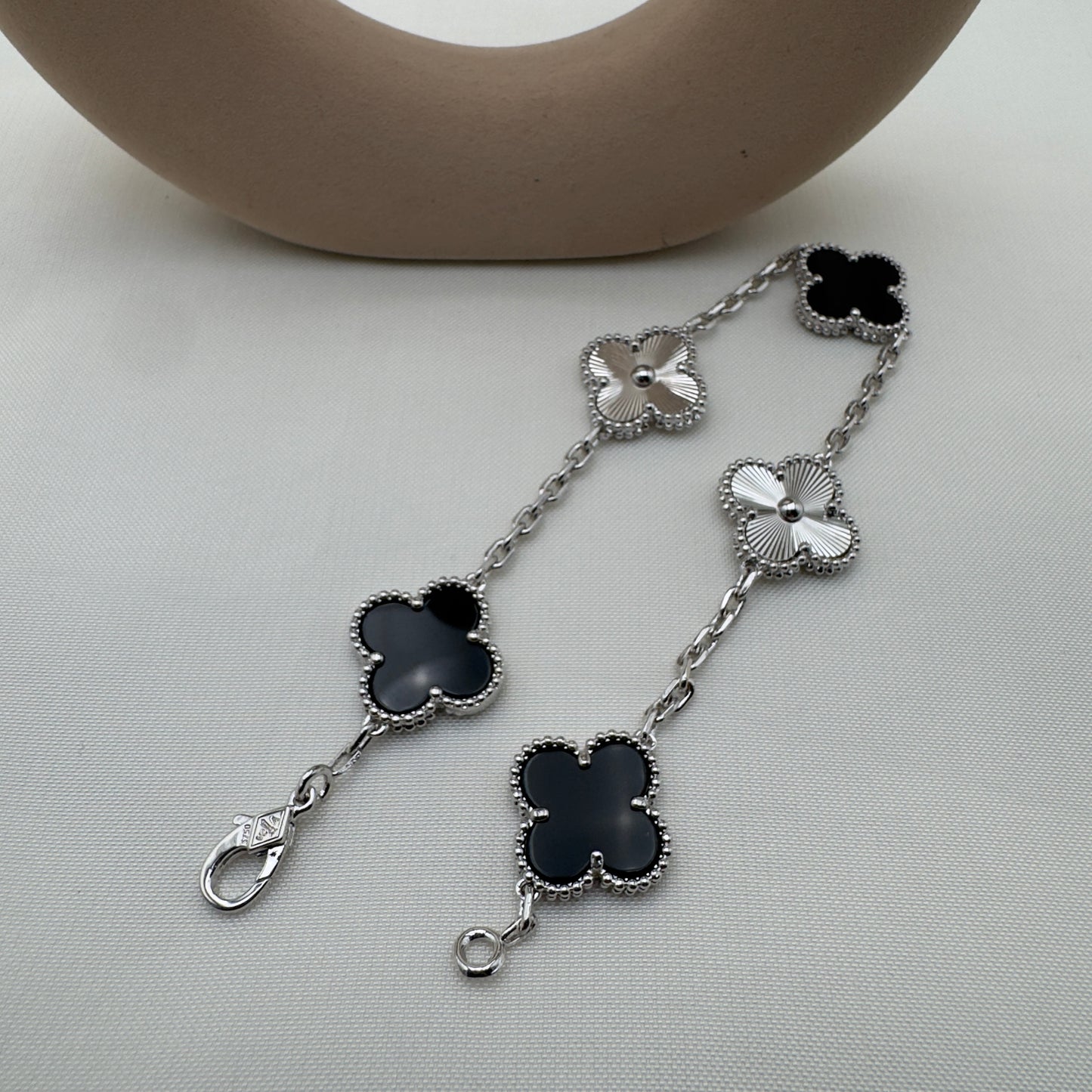 Bracciale Quadrifoglio Argento Nero VC