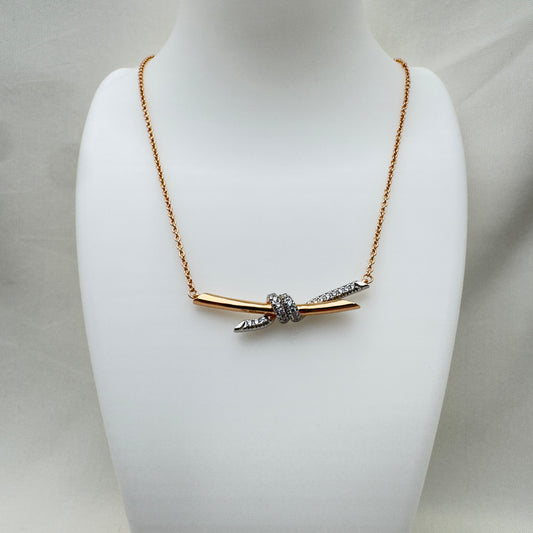 Collana Nodo Dorato con Cristalli Tiffany