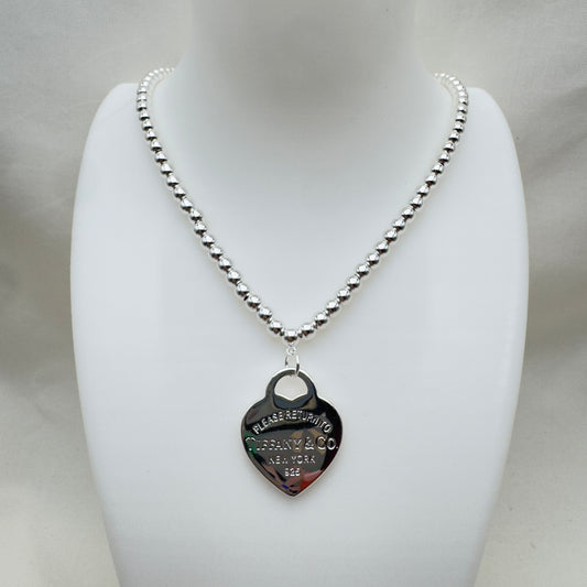 Collana Palline Argento con Cuore