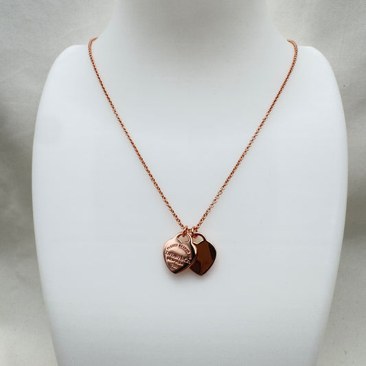 Collana Doppio Cuore Oro Rosa