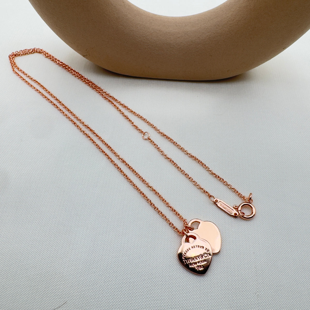 Collana Doppio Cuore Oro Rosa