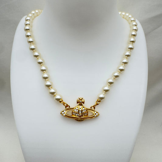 Collana Perle con Pendente Orb